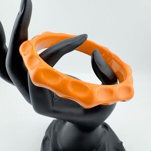 Vintage Orange Textured Bangle Bracelet Retro Mid Century Modern Plastic Retro